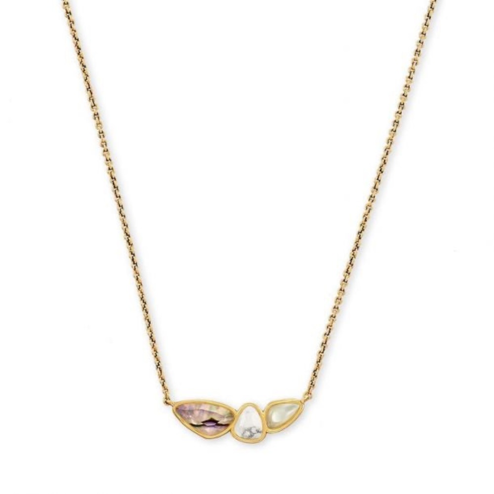 SOLD NWT Kendra Scott Ivy Gold Short Pendant Necklace in White Mix
